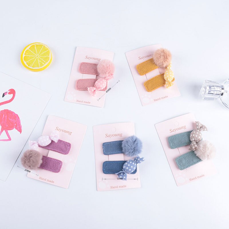 2 pièces Mignon Kid Filles Pinces À Cheveux Bonbons Tandem Boule Pompon Épingles À Cheveux Barrettes Chapeaux Bébé Enfants Cheveux Accessoires Chapeaux