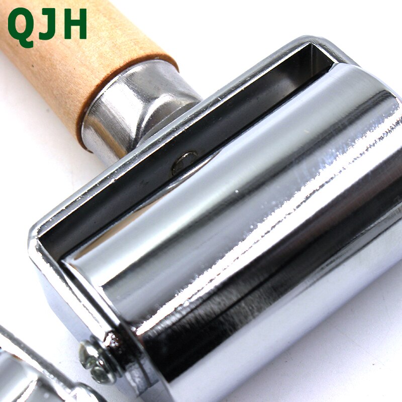 Qjh Rvs Platte Druk Roller Lederen Plooihouder Apparaat Hand Push Roller Hand Diy Lederen Gereedschap