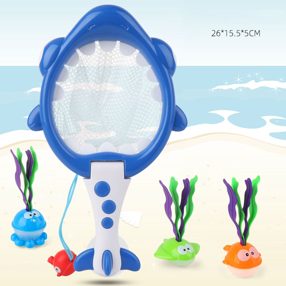 Bath Toys Shark Fishing Net with Floating Seaweed  – Grandado