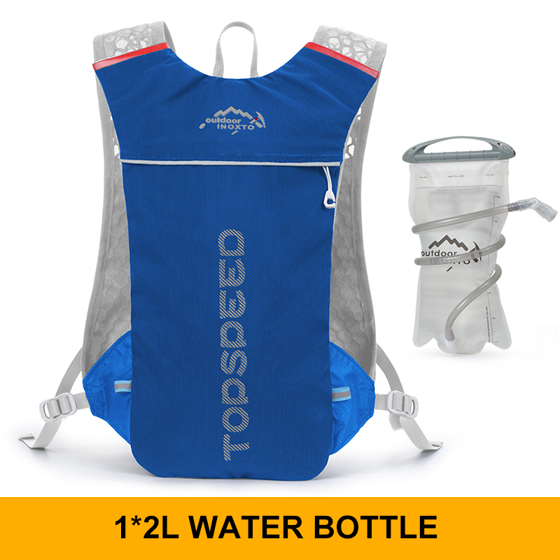 Trailrunning-Ultraleichter 5L Rucksack, Lauf-Hydrationsweste, Marathon-, Fahrrad 1,5L 2L Wasserbeutel: TIEFBLAU