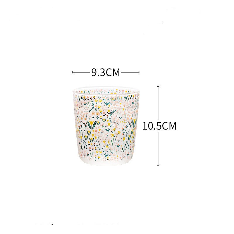 2Pcs Ins Nordic Vintage Transparante Koffie Glazen Beker Hittebestendig Melk Sap Thee Cups Print Thuis Bruiloft Bril