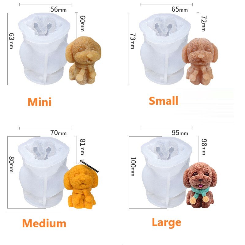 3D Teddy Dog Ice Cube Mold Mousse Cake Silicone Abrasives Aromatherapy Candle DIY Manual Epoxy Mold For Kitchen Tools