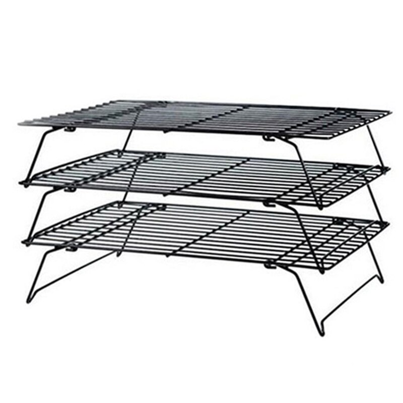Estante de refrigeración apilable con capas de ELEG-3, soporte de red para enfriar pan, galletas, galletas y pasteles, enfriador en seco para cocinar: Default Title