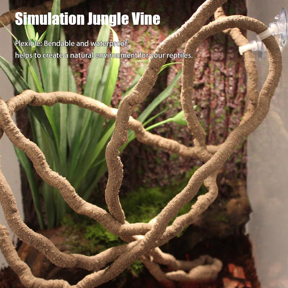 Simulation flexible de branche de vigne de jungle lézard tortue reptile rotin avec coupelles de soleil escalade habitat pour animaux de compagnie décor petit animal