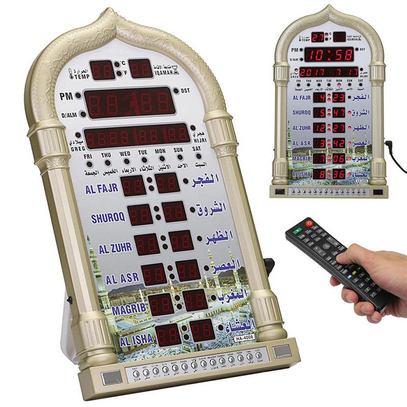 Youool Azan Clock Led Prayer Clock Wall Clock Read Home Office Mosque Digital Azan Clock With Remote Control Decorative Clock