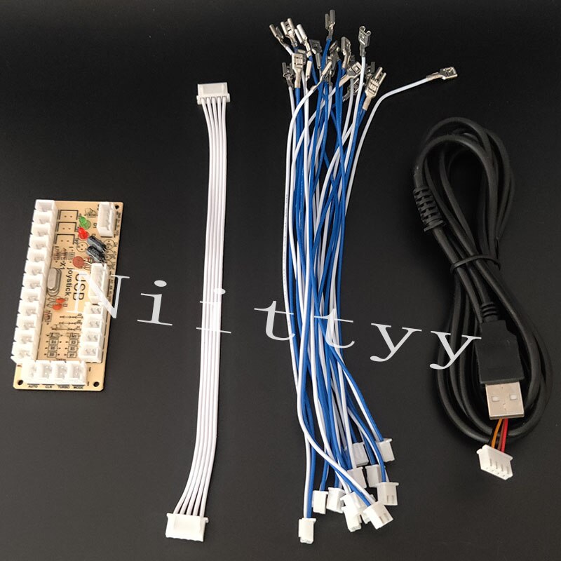 2 spieler Null Verzögerung Arcade DIY KIT USB ENCODER PC ZU JOYSTICK FÜR 4way & 8way ZIPPY JOYSTICK & 4,8 MM TASTE: WHITE