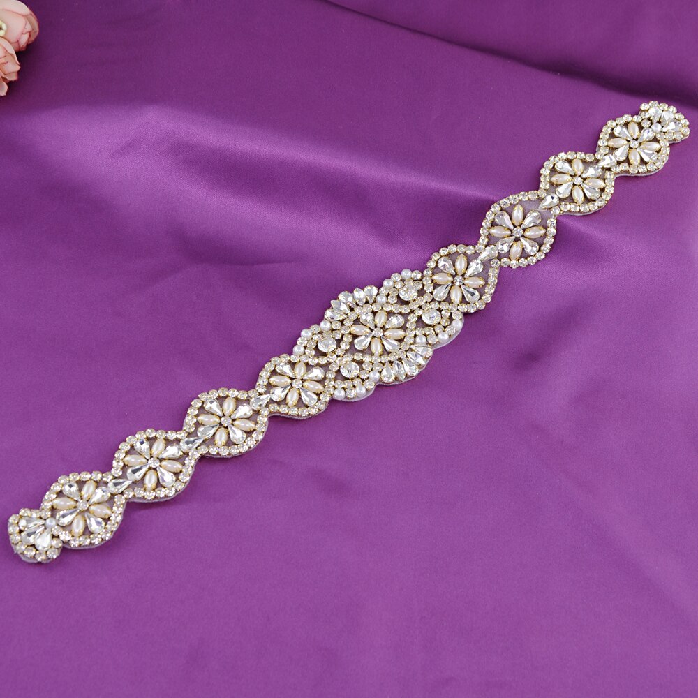 TRiXY S161-G Goldene Braut Gürtel für Frauen Strass Gürtel Braut Gürtel Hochzeit Schärpe Gürtel Gold Strass Applikationen