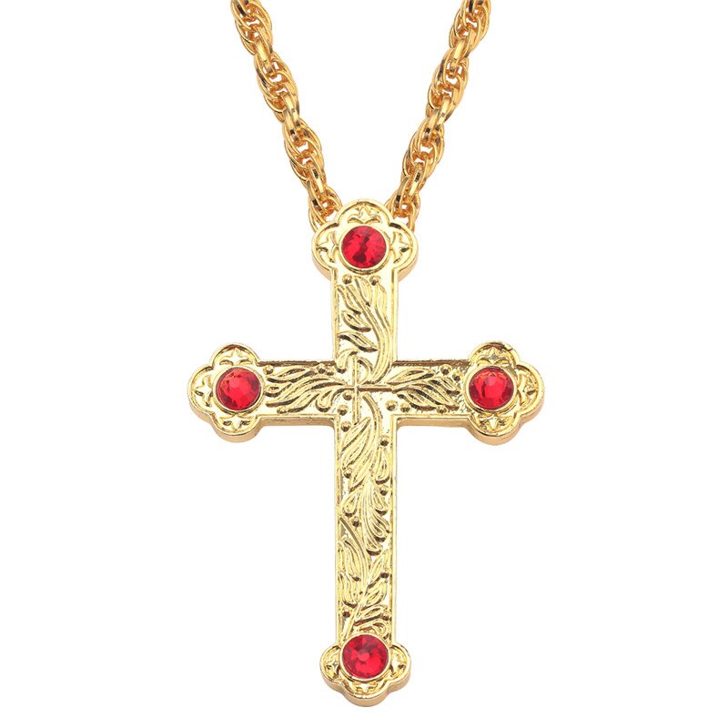 Gold Pectoral Cross russian greece crucifix religious necklace icon Byzantine Art and Orthodox Tradition holy cross priests: XL1995