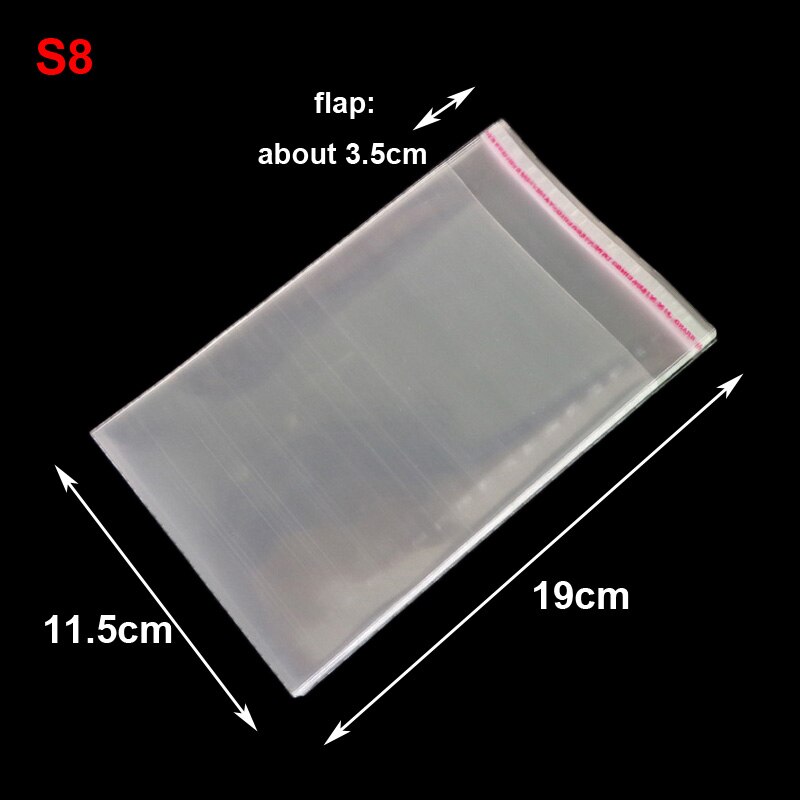 50pcs Resealable Plastic Transparent Bags Clear Cellophane Self-adhesive Plastic Opp Bag Packing Storage Poly Bag: 50pcs 11.5x19cm