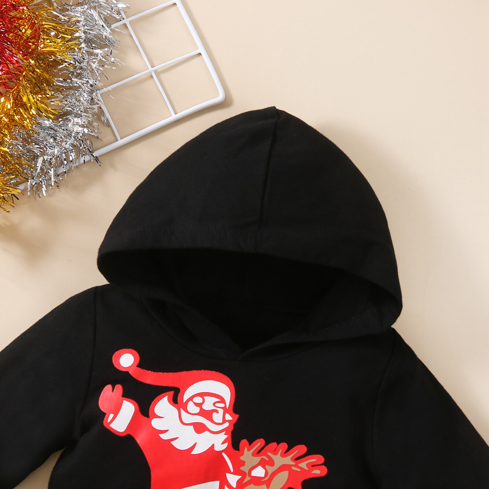 Pasgeboren Baby Meisjes Kleding Kerst Tops Kerstman Print Lange Mouwen Truien Hoodies Nieuw Rood Zwart