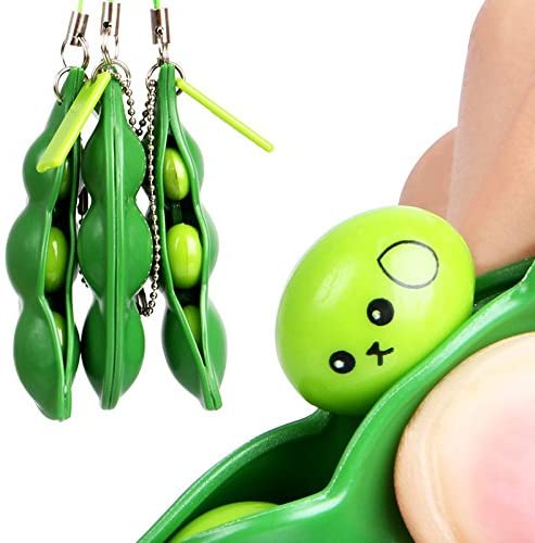 ZK20 Fidget Toys Pop It Infinite Squeeze Peas Beans Toy Decompression Edamame Toys Keychain Cute Adult Toy Figet Stress Toy: 3pcs