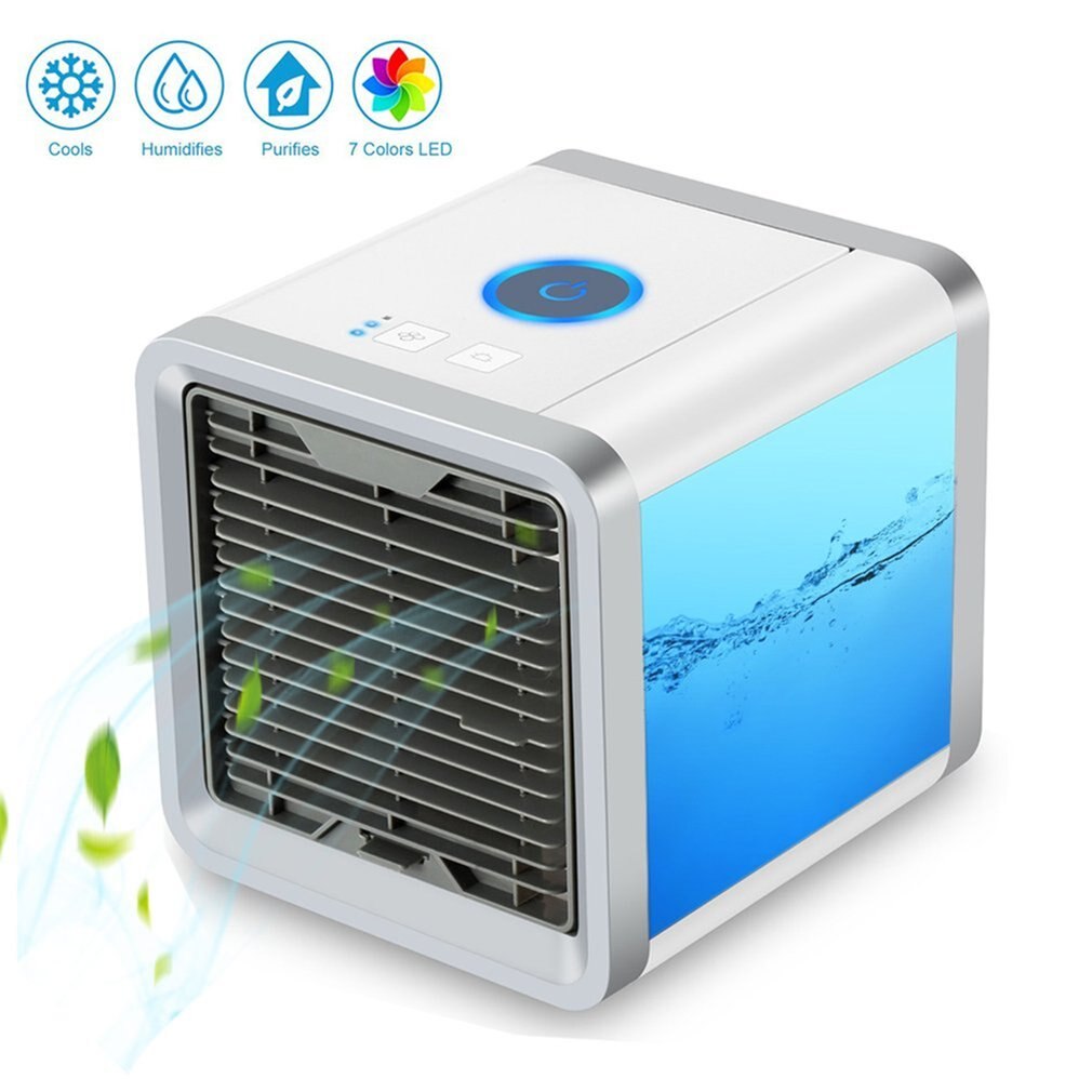 7 lichte usb mini draagbare airconditioner luchtkoeler ventilator desktop ruimtekoeler persoonlijke ruimte luchtkoeler ventilator voor kamer thuis: Lavendel