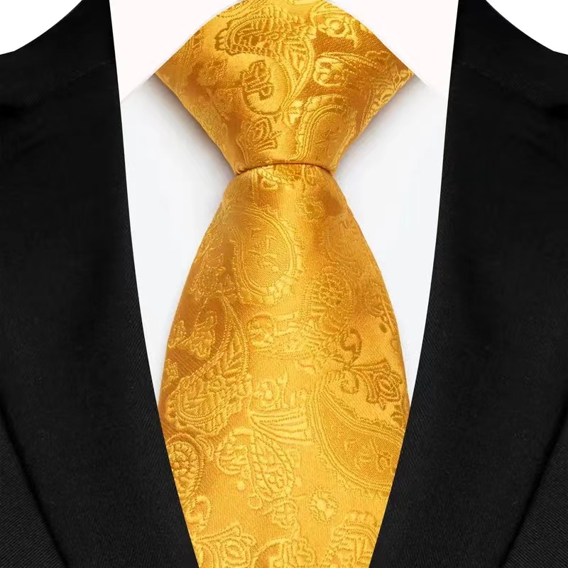 Gravata masculina luxuosa de 8cm, cor amarela, listras, gravatas sólidas para homens, noivo, jacquard, tecido, gravata de pescoço para negócios, festa de casamento: Laranja