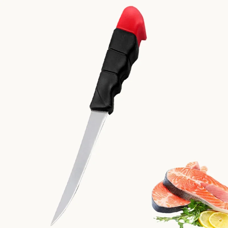 Cuchillo multifuncional de acero inoxidable para deshuesar filete, cuchillos de cocina profesionales, cuchillo para matar pescado, cuchillo para carne, cuchillo para fruta: Rojo