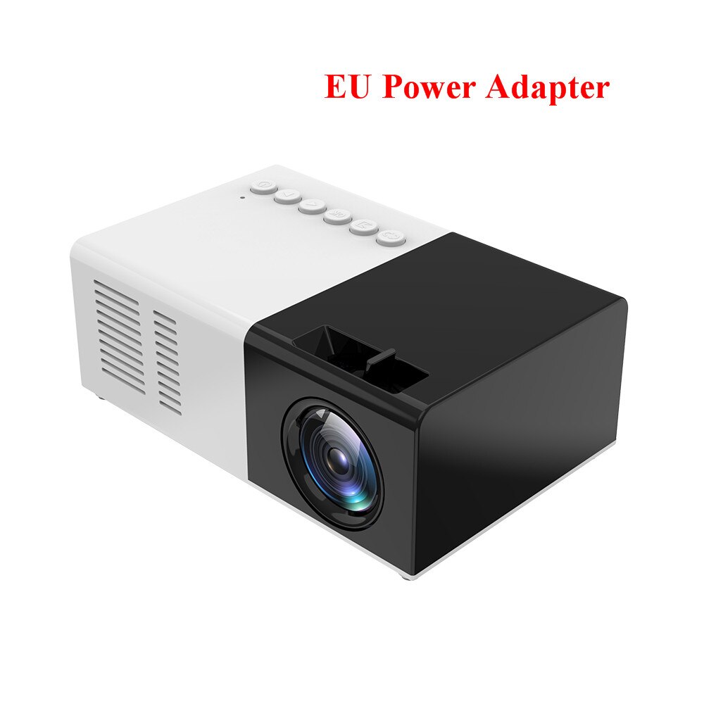 J9 Draagbare Mini Projector Ondersteuning 1080P AV USB SD Card USB Mini Home Projector Mini Pocket Beamer VS YG300: Black EU Plug