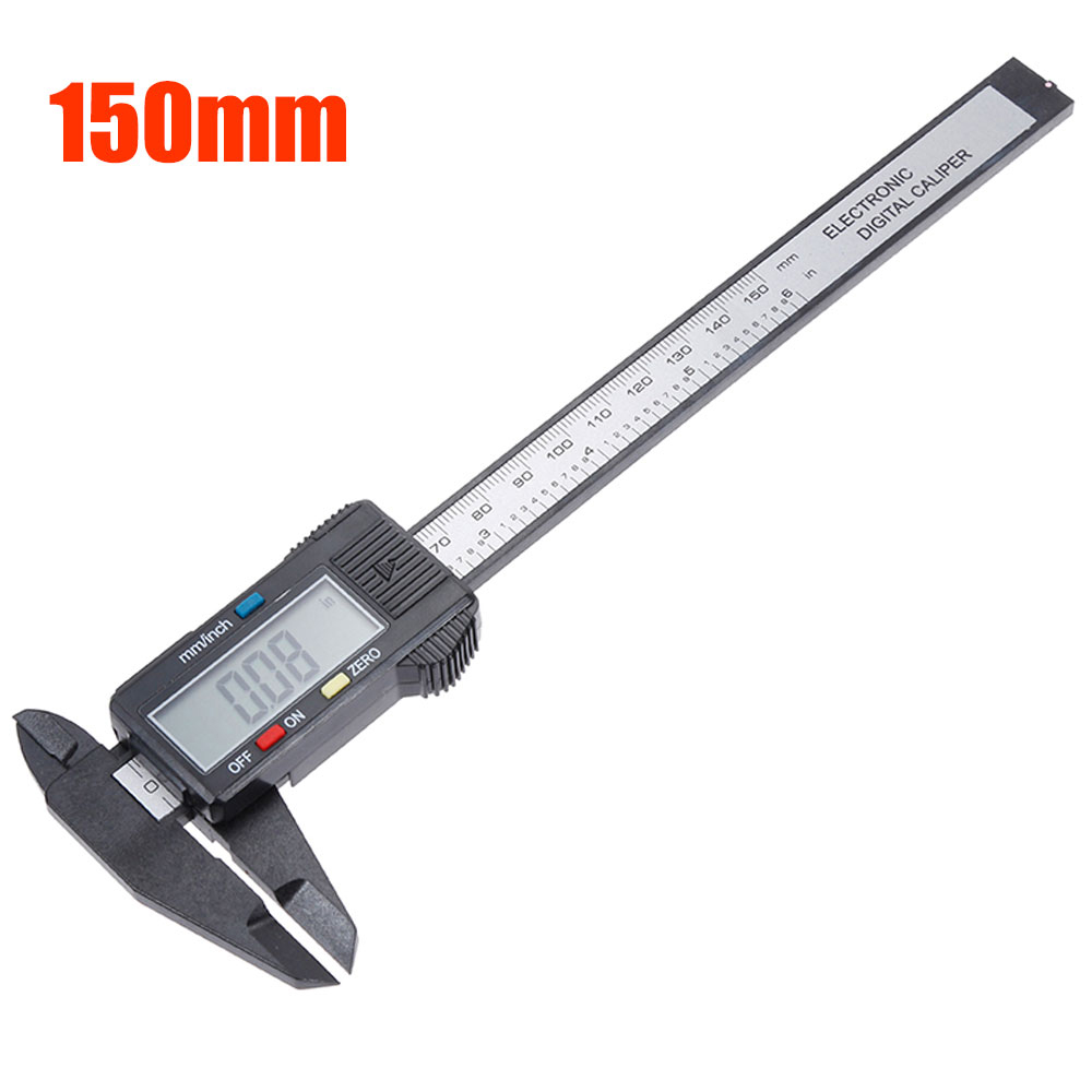 Vastar-calibrador Vernier Digital de 150mm y 100mm, instrumento de medición electrónico de carbono, con batería de botón: 150mm black