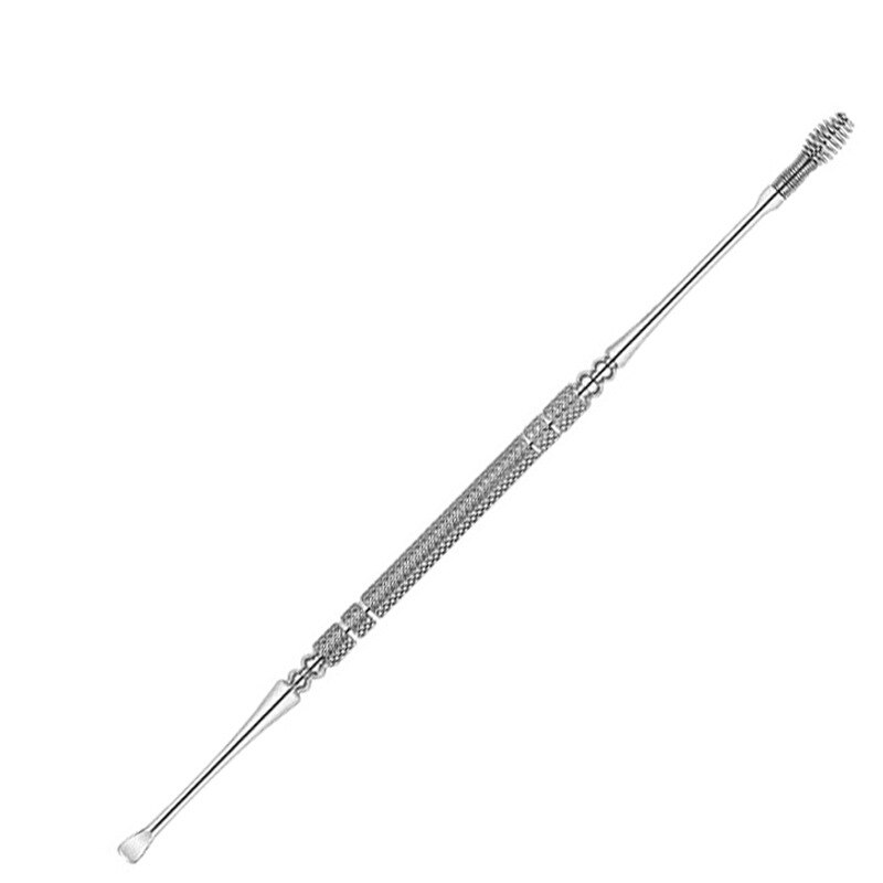 Double-end 360 Spiral Ear Wax Remover Spiral Massage Ear Pick Ear Canal Cleaner Stainless Steel Flexible Ear Care Tools: Silver