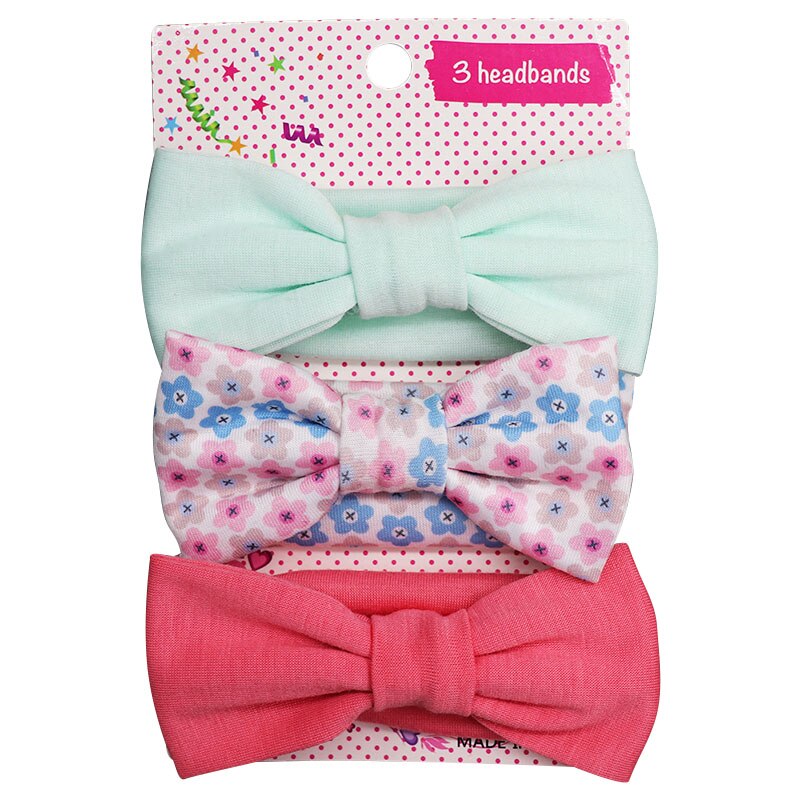 3 Stks/set Bloemen Baby Hoofdband Zachte Katoen Bloemenprint Dot Gedrukt Bows Geknoopt Meisje Hoofdbanden Haar Accessoires Dropshippin: set 15