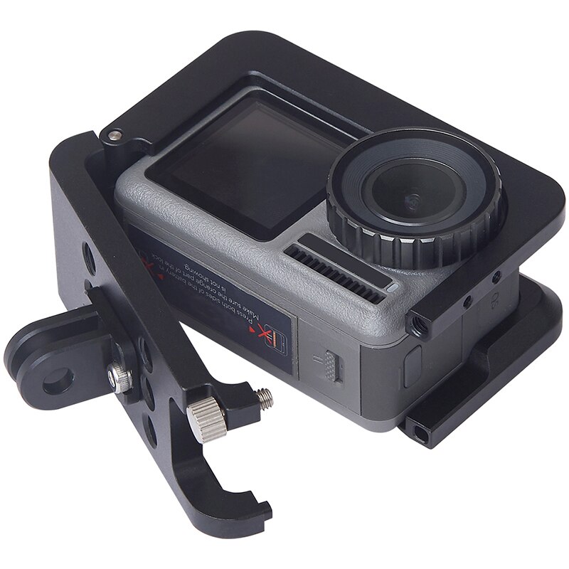 Vlogging metalen kooibehuizing voor osmo action vlog-behuizing met cold shoe voor microfoon met led-lampje