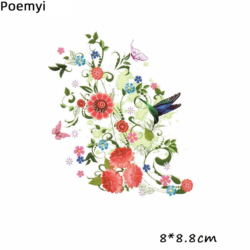 Poetyi smukke blomster diy jern på pletter til tøj varmeoverførsel tilbehør patch termisk klistermærke på tøj applikeret q: Zt0015