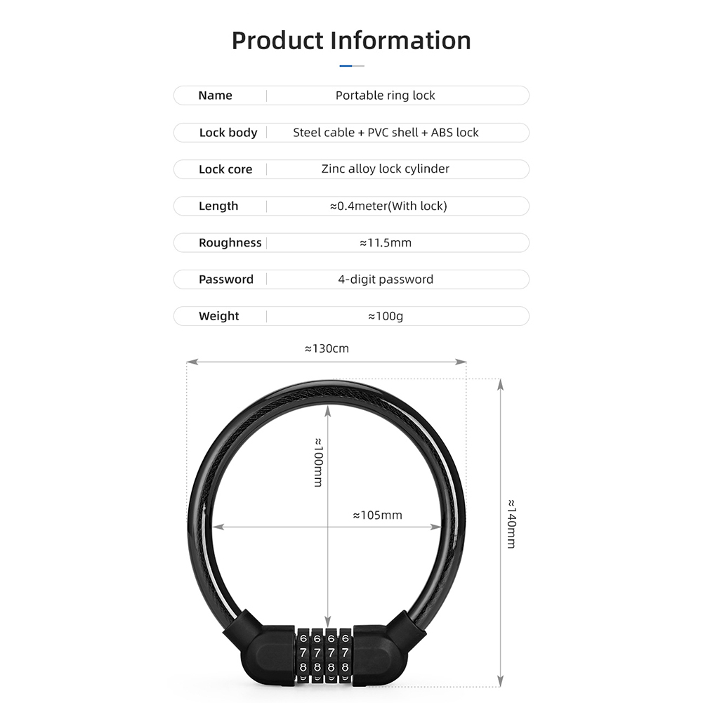 Cycling Security 4 Digit Combination Password Bike Bicycle Cable Chain Lock With Anti-Theft Combination Password For Bike
