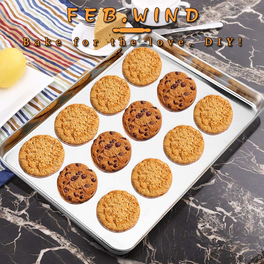 Stainless Steel Rectangular Grill Cookie Baking Pan Tray Plate Kitchen Gadget Baking Pan Non-stick Stainless Steel Baking Pan
