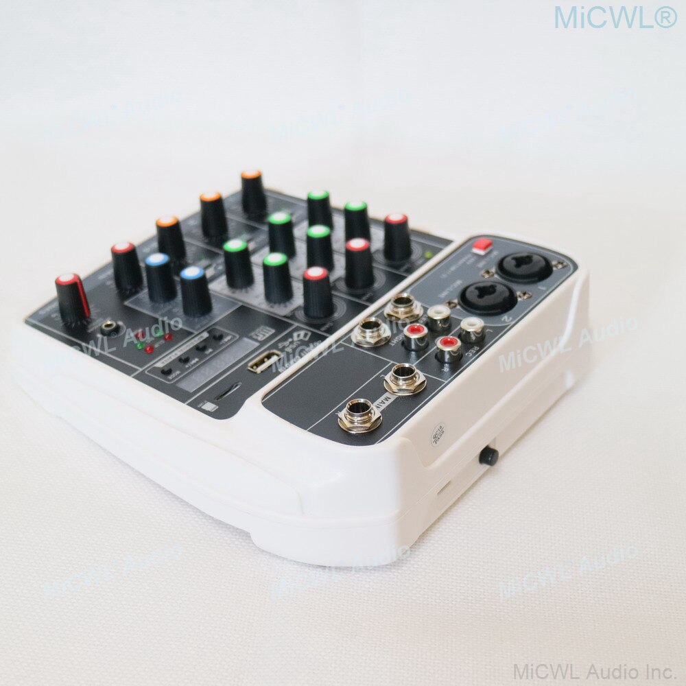 Micwl-mixer de som mx4, console para misturar áudio, 4 canais, bluetooth, usb, gravação de 48v phantom