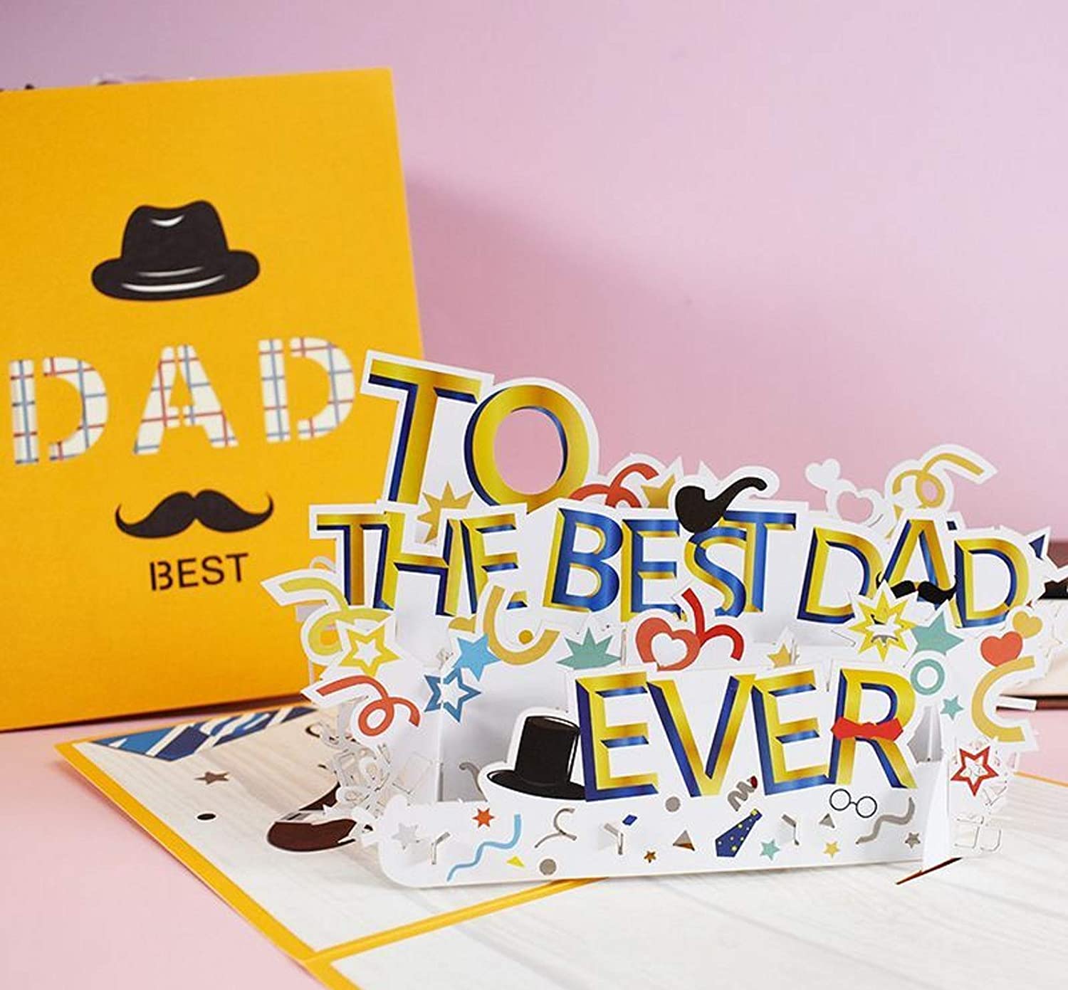 1pcs Happy Fathers Day Card 3d Pop-up Birthday Cards For Dad Handmade Greeting Card With Envelope Fathers Day