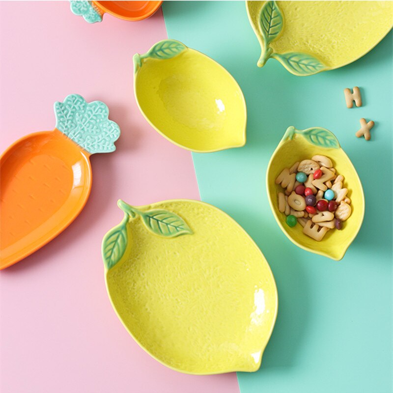 Japanese-style Lemon-shaped Plates Cute Dishes Household Rice Bowls Dessert Plates Fruit Plate Ceramic Plate