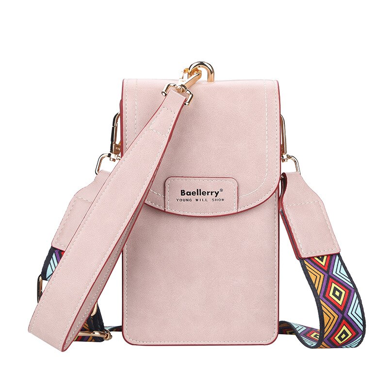 Baellerry – pochette pour téléphone portable femme, sacoche, porte-cartes, pochette ouverte pour dames, portefeuille en cuir souple: Pink2