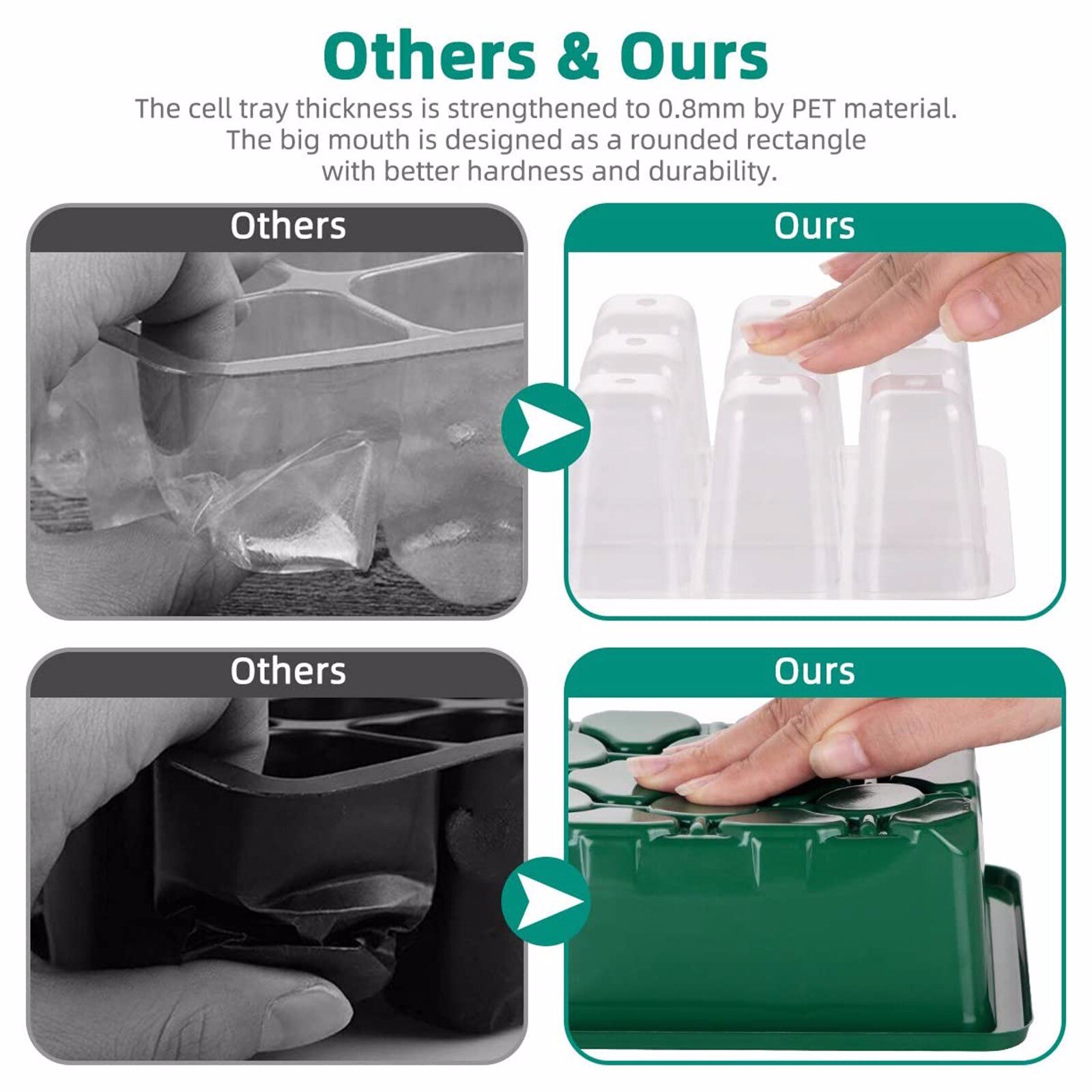 5-Pack Seed Starter Trays Seedling Tray (12 Cells per Tray) Humidity Adjustable Tray Grow Box Seedling Starter Germination Kit G