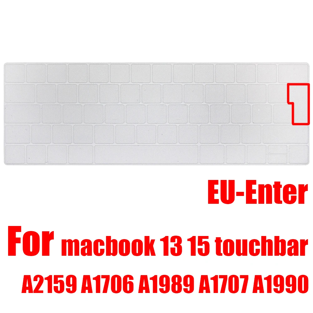 Pokrowiec na klawiaturę MacBook Pro z paskiem dotykowym 13 i 15 2016-2019 Model: A2159, A1989, A1990, A1706, A1707), silikonowy ochraniacz skóry: Black