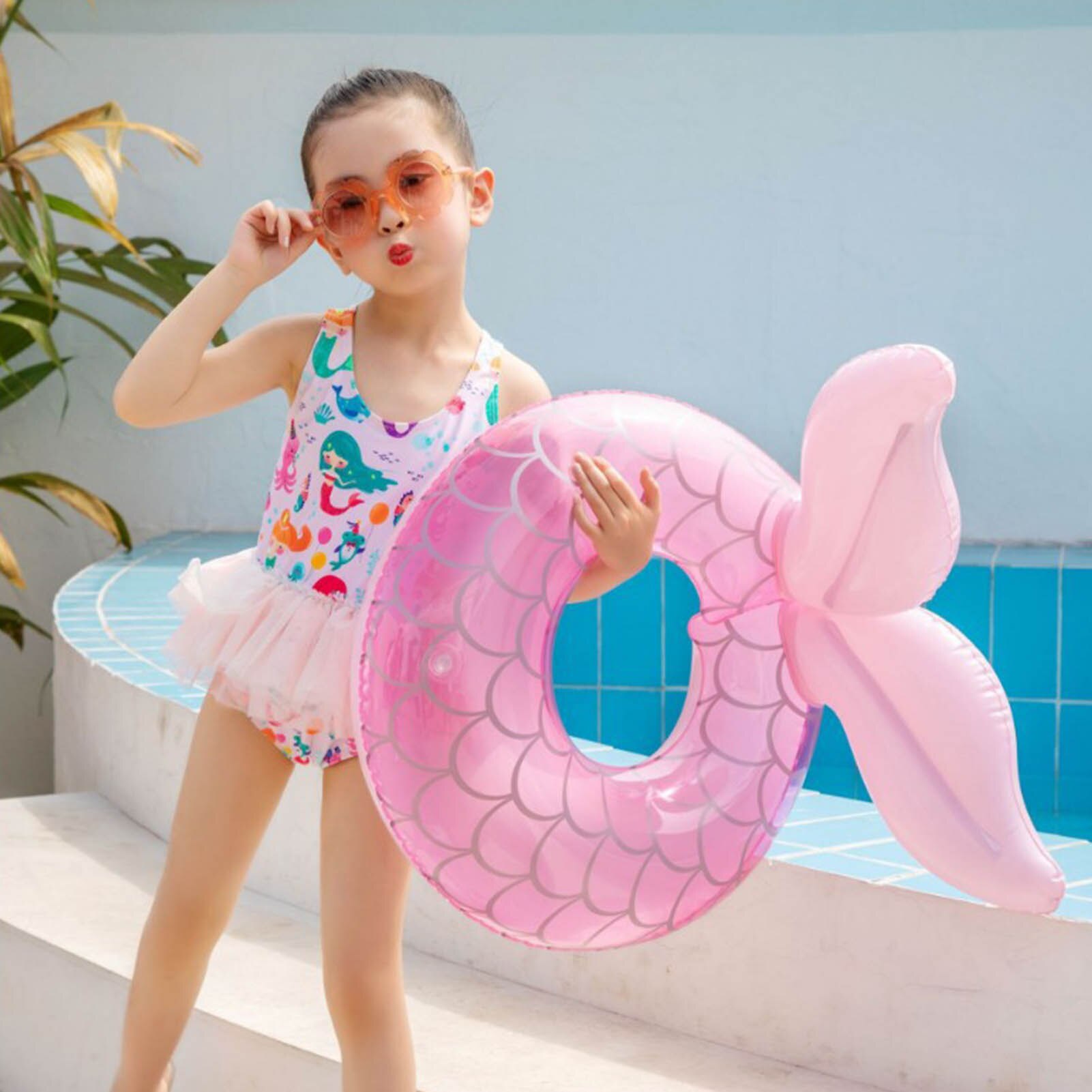 Mermaid Baby Float Opblaasbare Zwemmen Ring Kinderen Taille Zwembad Speelgoed