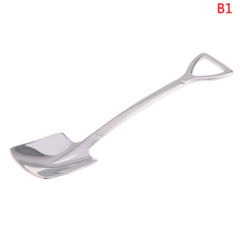 1 st retro spade kaffesked rostfritt stål dessert sked vattenmelon sked glass sked spets spade platt spade gou: Röd