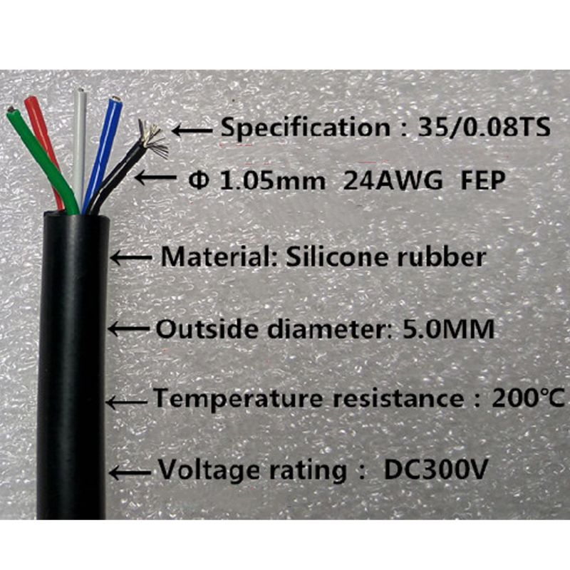 5 Cores Silicone Cable Wire Electronic Soldering Iron STC-T12 Line Welding Station Handle High Temperature Resistance DIY 19QB