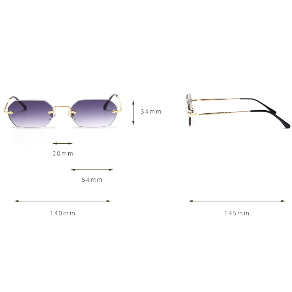 Kachawoo gafas de sol vintage sin montura para hombre y mujer, lentes octogonales de , color marrón y azul, polígono de metal rectangular, popular, Primavera