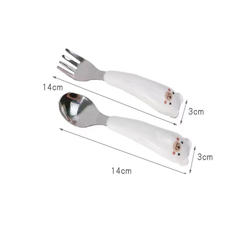 Kawaii Bear Cutlery Set Ceramics Handle 304 Stainless Steel Spoon and Fork Set Kitchen Dinnerware Flatware for Kids Adults
