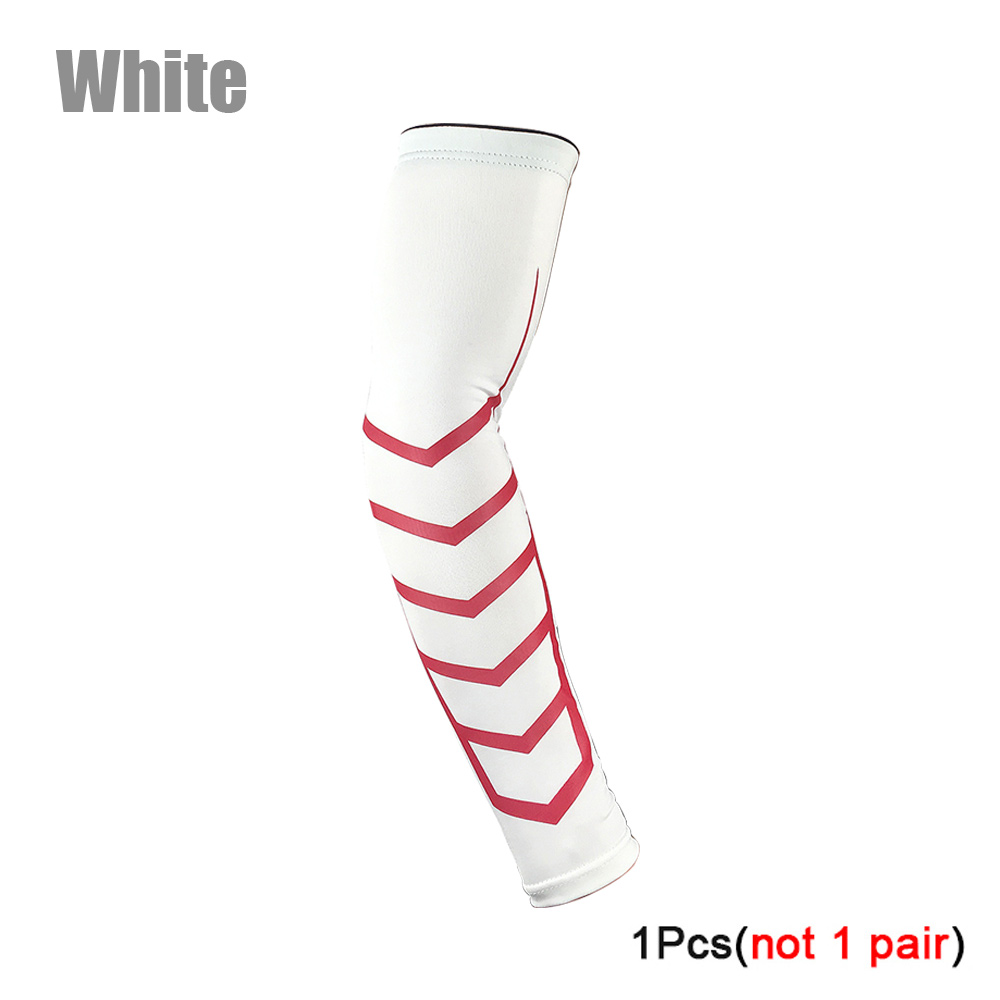 1Pcs Arm Hülse-Sport Kompression Ärmeln für Baseball,Basketball, Fußball, Radfahren, golf-Ellenbogen Brace für Arthritis,UV Schutz: White / XL