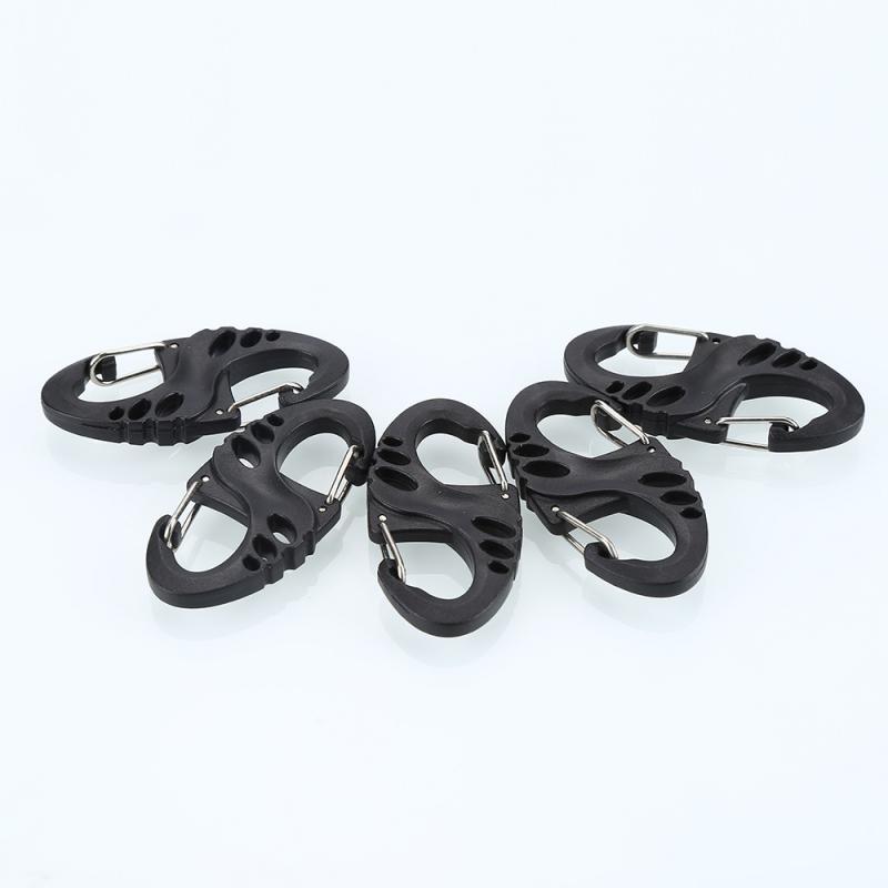 Mini S-shaped 8 Shaped Type Buckle Double Gated Locking Carabiner Key Ring Keychain Clip Hook Snap Spring Clasp