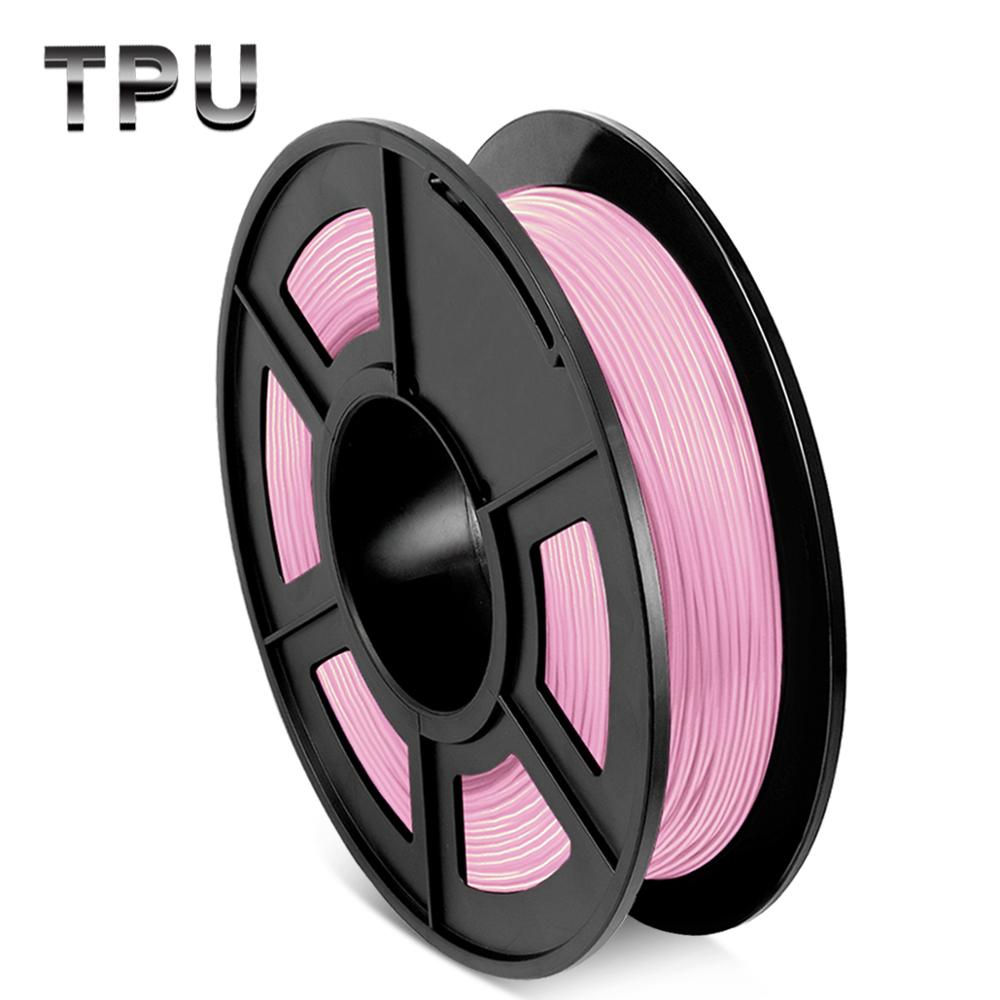 TPU 3D Printing Filament Black Flexible 1.75mm 0.5kg Filament Roll Plastic Filaments for 3D Printer Colorful Printing Material: TPU Pink-0.5kg