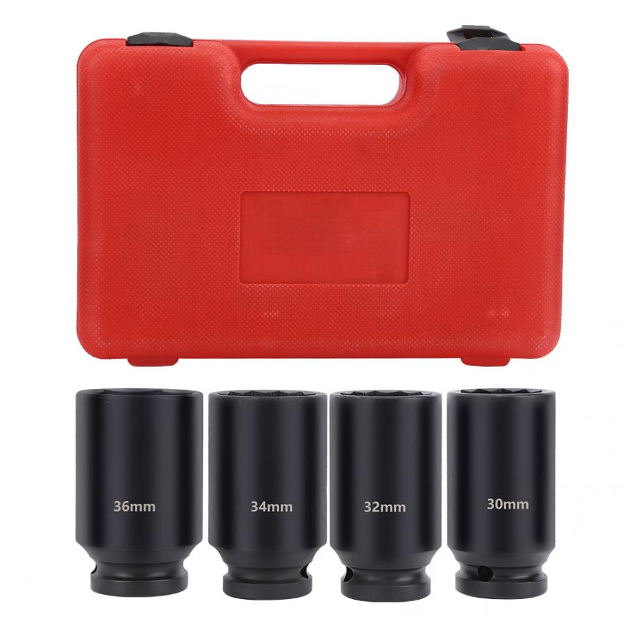 4Pcs 1/2Inch Drive Impact Socket High Hardness Chrome Molybdenum Steel Double Hex