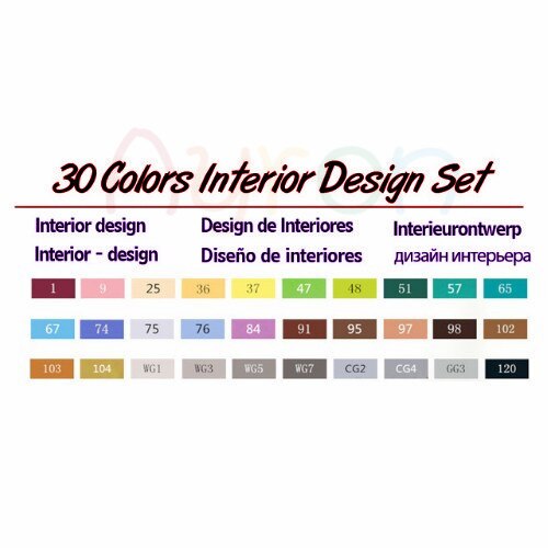 TOUCHNEW 30/40/60/80 Colors Art Markers Alcohol Based Markers Drawing Pen Set Manga Dual Headed Art Sketch Marker Pens: 30 interior design