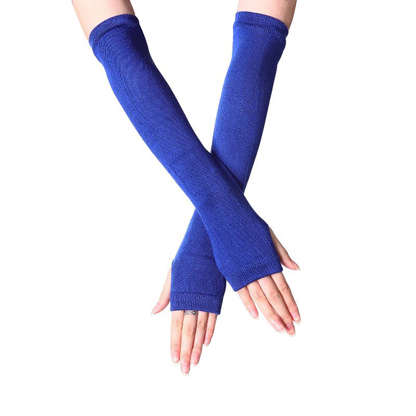 Long Glove Arm Cover Classic Black and White Striped Fingerless Elbow Gloves Y2K Warmer Knitted Wristband: Dark Brown