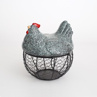 Ei Fruit Keramische Opslag Mand Met Deksel Grote Capaciteit Mesh Metalen Houder Keuken Benodigdheden Kip Ornament Organizer Container NIEUW: 5