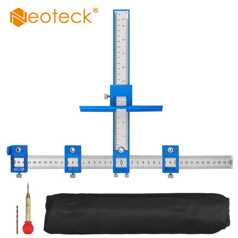 Neoteck Cabinet Hardware Handle &amp; Knob Fixture Drill Locator Aluminum Alloy Drill Guide Sleeve Drawer Pull Wood Drill Tool Set