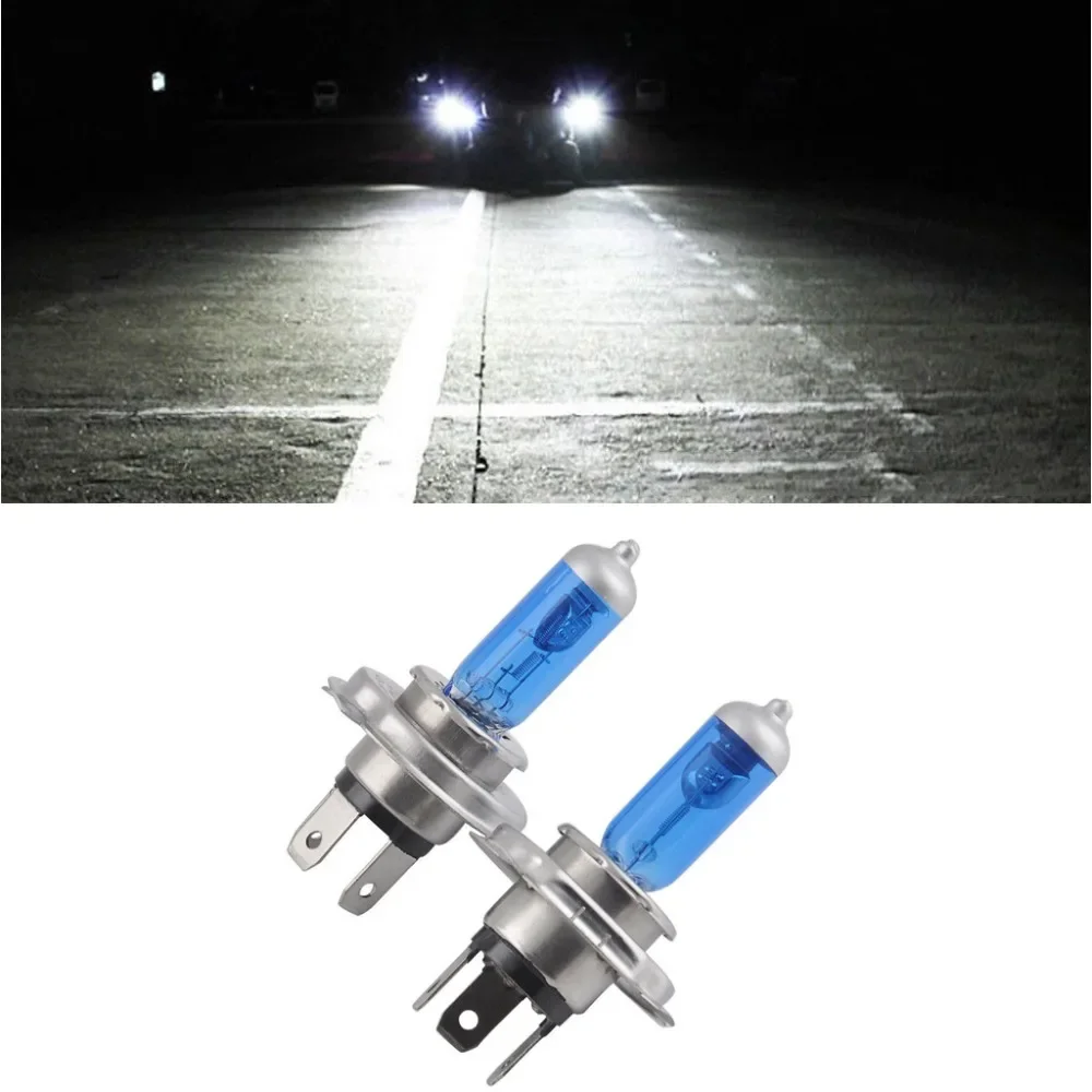 2 peças super branco h4 55w dc12v bi-xenon hid lâmpada de farol de feixe alto e baixo 6000k lâmpadas de luz su peças de carro