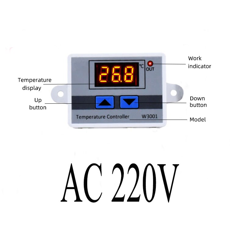 W3001 LED Digital Control Temperature Microcomputer Thermostat Switch Thermometer Thermoregulator 12/24/220V: AC220V