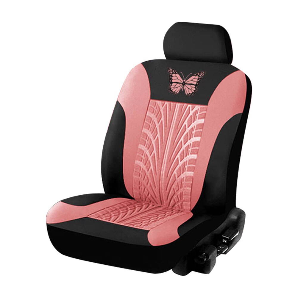 Universal Car Seat Cover Set Butterfly Pattern PU Leather Bucket Seat Cover: 1set Pink	
