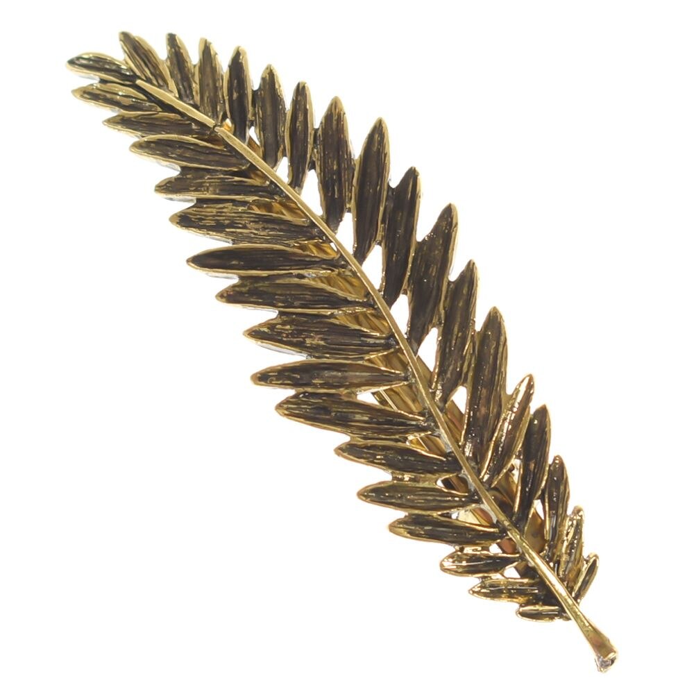 Hårnåle vintage metal blad hårspænde til kvinder pige hår tilbehør hårgreb delikat retro fjer ornament