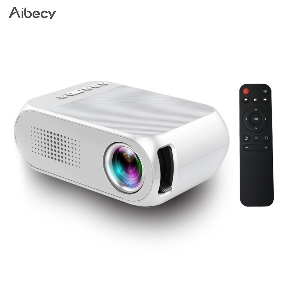 Aibecy YG320 Mini Portable LED Projector 1080P Supported 600 Lumens Multimedia Home Theater Video Projector Remote Control